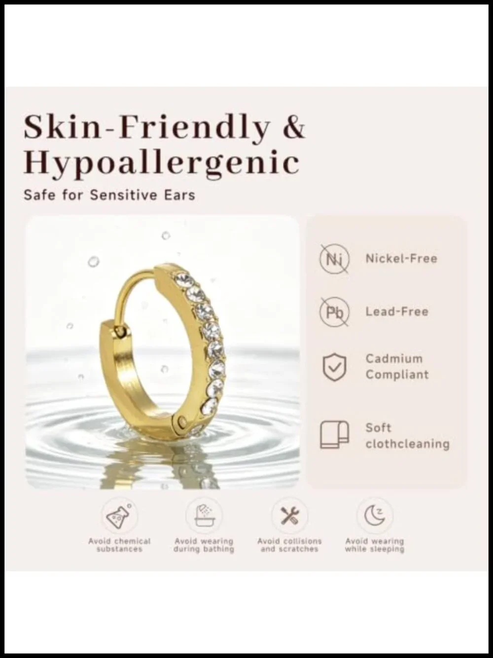 14K Gold Tone Stainless Steel Hoop Earrings 3 Pack Hypoallergenic Tarnish